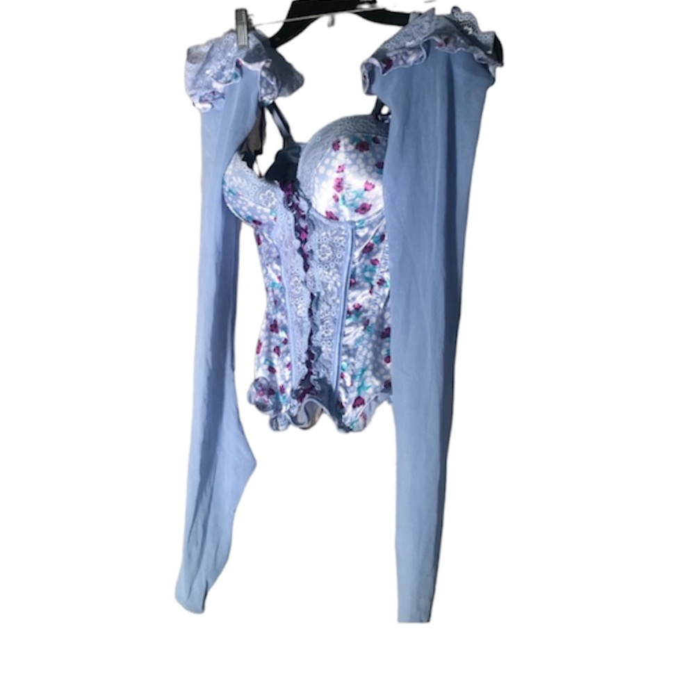 🌞 Fruit de la Passion Corset & matching stockings set Blue women size 32B
